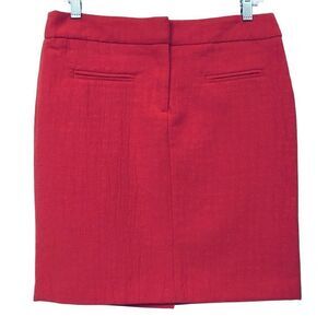 Cynthia Rowley Red Textured Pencil Skirt Sz 4 Front & Back Pockets Cotton Blend
